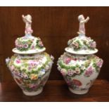 MEISSEN: A pair of tall decorative vases with lift
