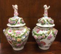 MEISSEN: A pair of tall decorative vases with lift