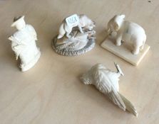 Old ivory figures. Est. £20 - £30.