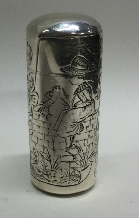 An attractive Victorian silver scent bottle with aesthetic decoration engraved with a ‘Kate - Image 3 of 4