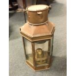 An old copper porch lamp. Est. £30 - £40.