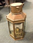 An old copper porch lamp. Est. £30 - £40.