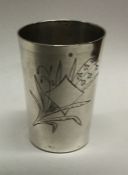 An engraved silver cup. Marked to base. Approx. 22 grams. Est. £30 - £40.