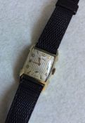 A gent's gold plated Elgin wristwatch on leather s