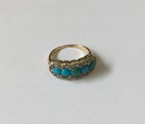 An attractive Victorian turquoise and diamond half