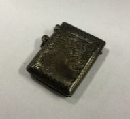 An Edwardian silver vesta case with hinged top. Ap