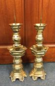 A good pair of tall Chinese brass tapering candles