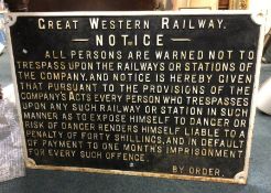 A heavy cast iron Great Western Railway 'Notice' s