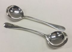 A good pair of George II silver Hanoverian pattern sauce ladles. London 1755/57. Approx. 82 grams.