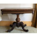 A good Victorian card table on four spreading supp