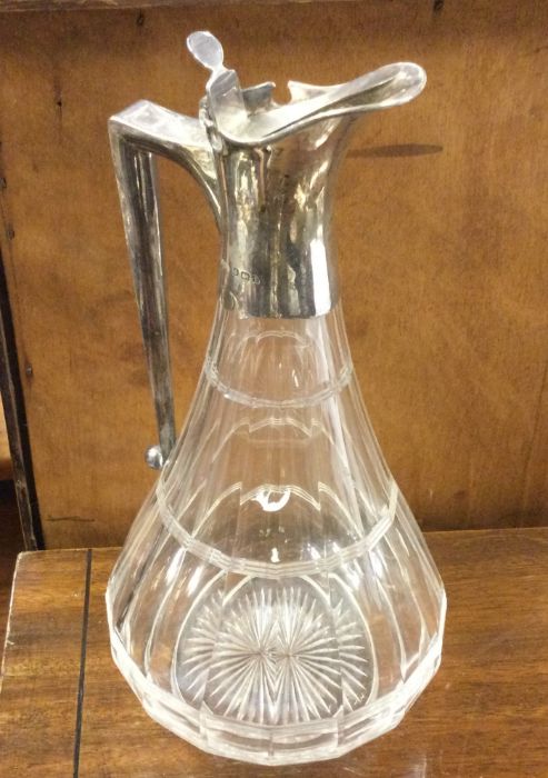 A silver mounted etched glass lemonade jug of tape