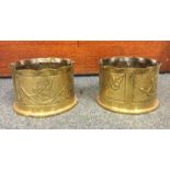 TRENCH ART: A pair of heavy candlesticks with embo