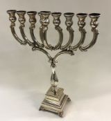 A Judaica silver Menorah. Approx. 355 grams. Est.