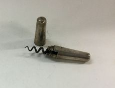 A silver travelling corkscrew. By HR. Approx. 48 g