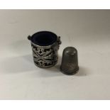 A silver pierced thimble case. Birmingham 1902. By