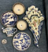 Chinese blue and white plates etc.