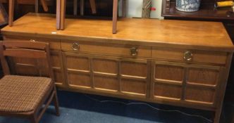 A large retro Nathan sideboard and four Nathan cha