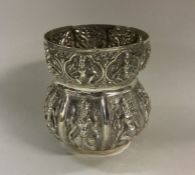 A good quality chased Oriental silver vase. Approx