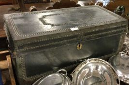 An Antique metal bound trunk.