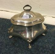 A good shaped silver tea caddy with hinged top. Sh