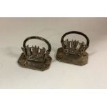 CHESTER: A pair of heavy silver menu holders. Appr