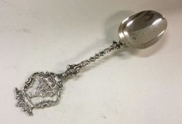 A stylish silver spoon with boat terminal. Approx.