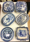 Blue and white plates etc.