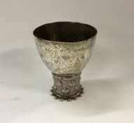 A Continental silver cup with beadwork decoration.
