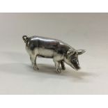 A Continental cast silver figure of a pig. Approx.