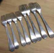 A set of eight 18th Century bottom marked silver f
