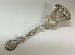 A rare vine pattern silver caddy spoon. Birmingham