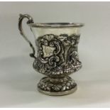 A heavy William IV chased silver christening cup w