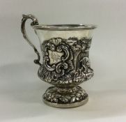 A heavy William IV chased silver christening cup w