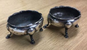 A pair of William IV silver salts. London. Approx.