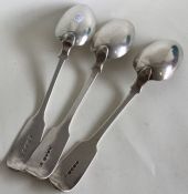 A group of three silver fiddle pattern tablespoons