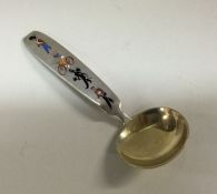 A Danish silver and enamelled spoon. Approx. 26 gr