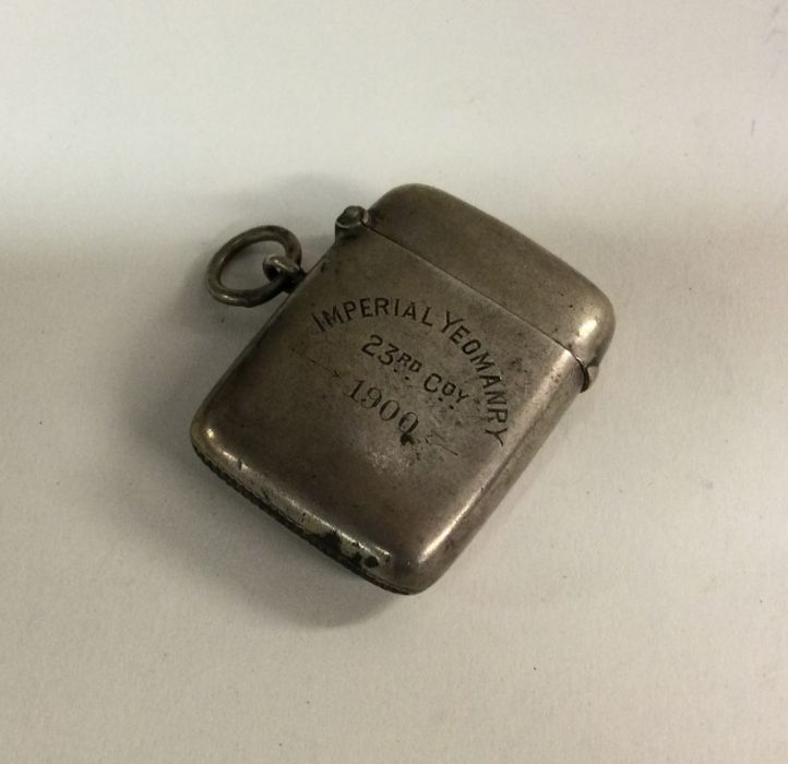 A heavy plain silver vesta case. Birmingham 1899.