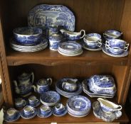 A large quantity of Spode blue and white china.