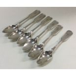 A heavy set of six Continental silver fiddle and t