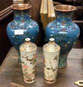 A pair of enamelled vases etc.