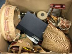 A box of musical instruments.