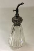A Victorian silver and glass chased atomiser. Birm