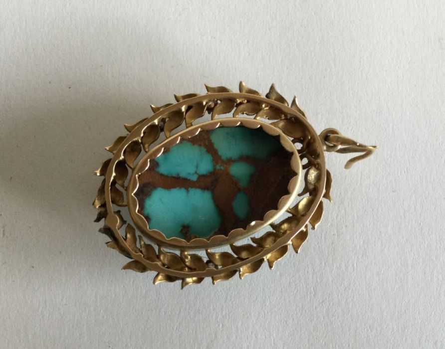 A good turquoise and diamond pendant of stylised f - Image 2 of 2