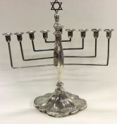 A large Judaica silver Menorah. Birmingham 1933. B