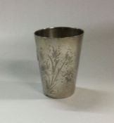 A heavy Continental silver spirit tot. Marked to b