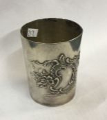 A heavy Continental silver beaker. Marked to base.