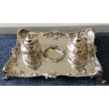 A good quality Victorian silver inkstand of large