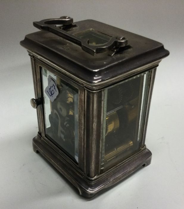 An Edwardian silver carriage clock with white enam - Image 2 of 2