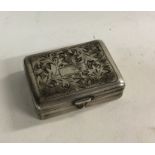 A small hinged top silver pill box. Approx. 18 gra