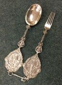 A heavy pair of 19th Century silver servers. Appro